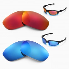 Walleva Fire Red + Ice Blue Polarized Replacement Lenses For Oakley Split Jacket (OO9099 Series) Sunglasses